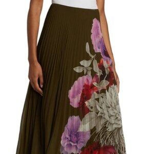 Jason Wu Green Floral Print Pleated Maxi Length Skirt L